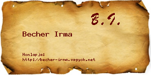 Becher Irma névjegykártya